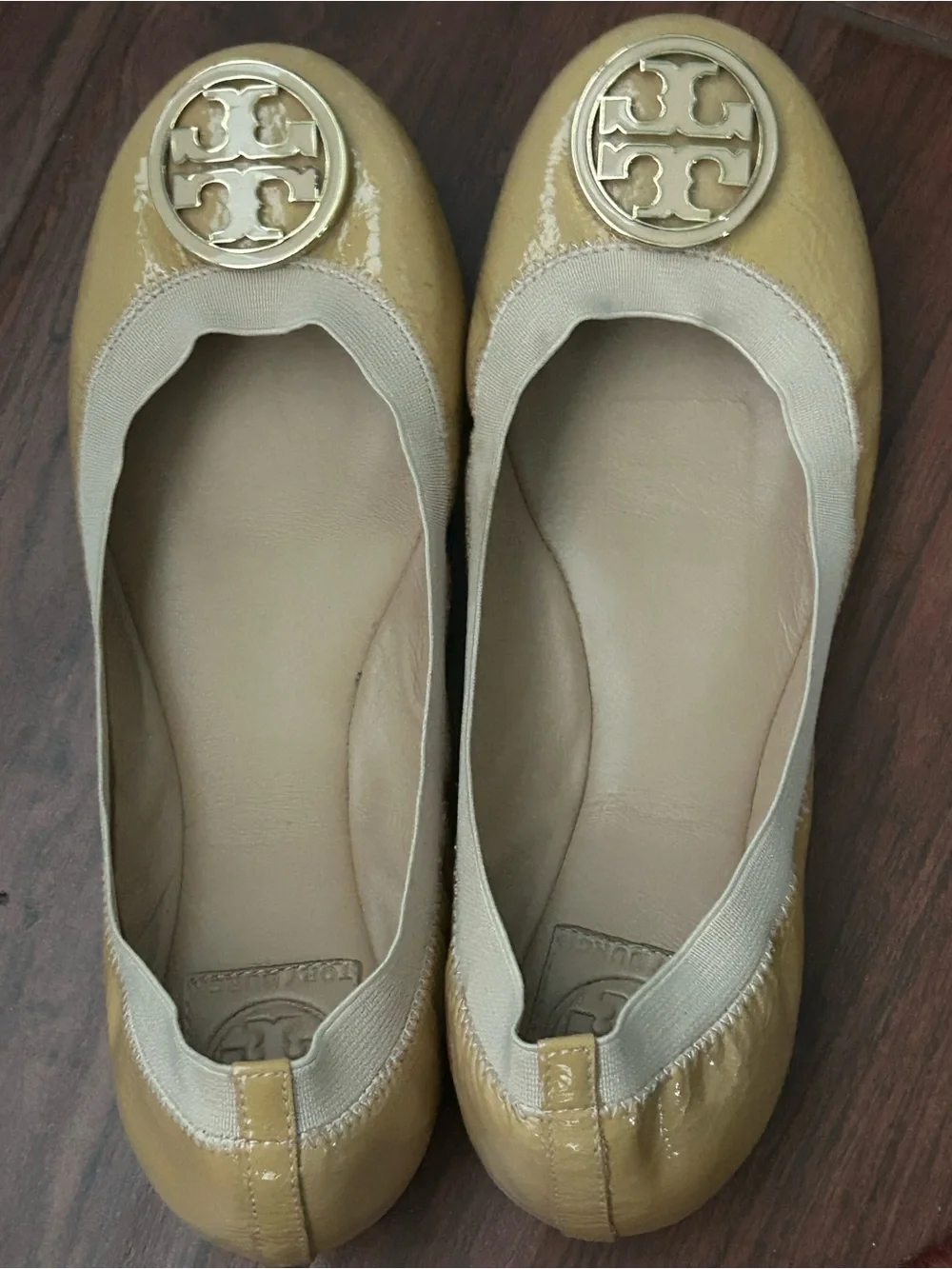 Tory Burch Patent Leather Ballet Flats with Logo Emblem